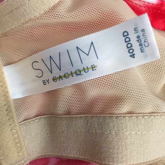 CACIQUE Tankini Top Swim Tie Dye Red White 40DDD - Picture 11 of 11